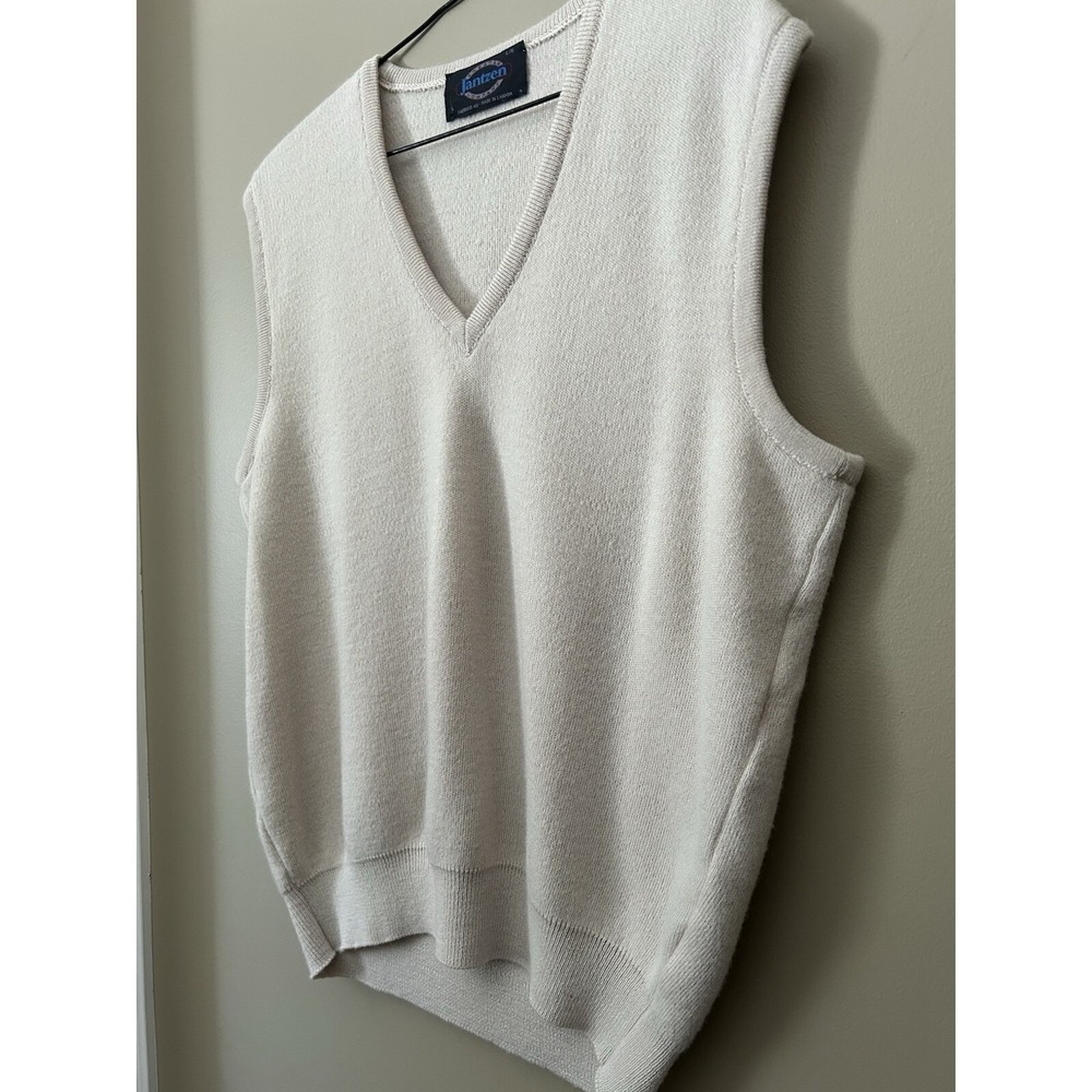 VTG Jantzen Acrylic & Wool Blend Sleeveless Sweater Vest L V-Neck Made in Canada - Picture 5 of 11